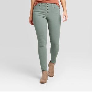 Green High Rise Skinny Jeans